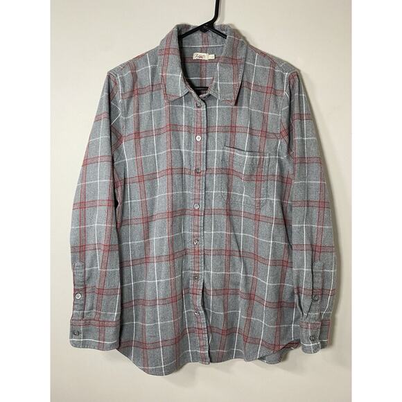 Faherty Tops - Faherty Shirt Womens LARGE Gray Red Plaid Flannel Long Sleeve Button Down